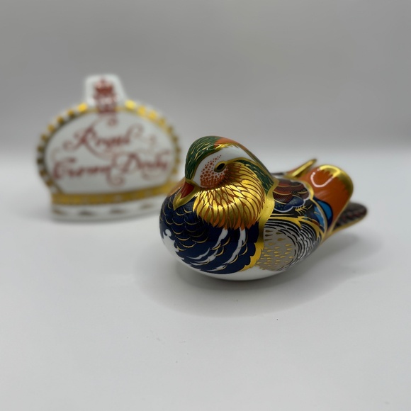 Royal Crown Derby Mandarin Duck Paperweight Figurine. Gold Stopper. EUC - Picture 1 of 11